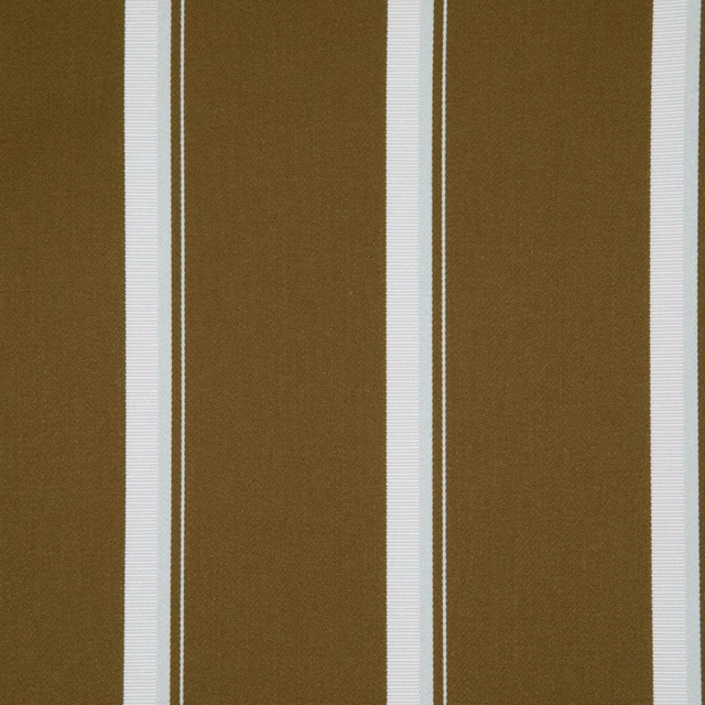 Bronze-brown striped textile with narrow cream lines and fine woven texture