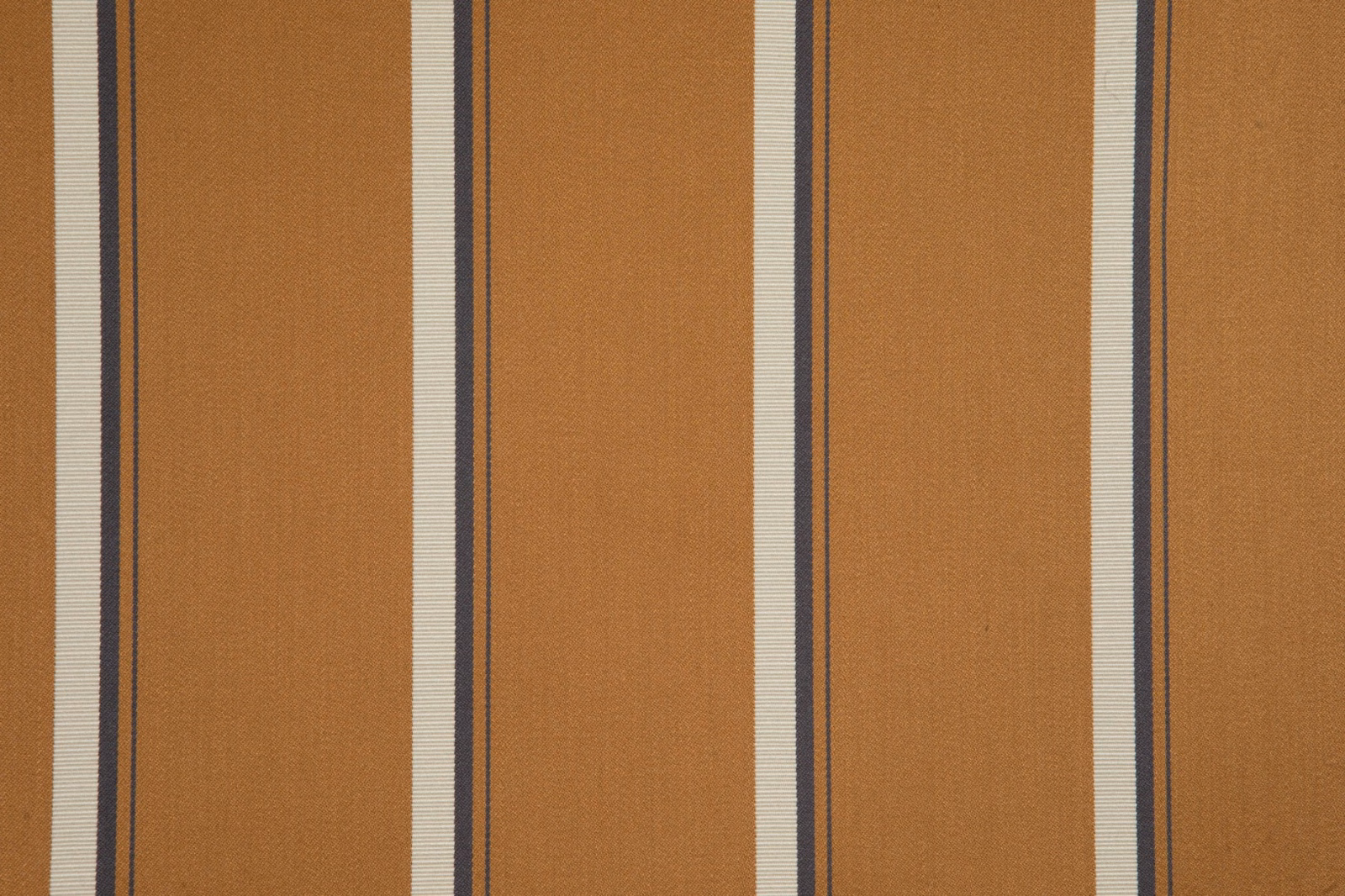 Warm camel woven fabric with vertical cream and charcoal stripes