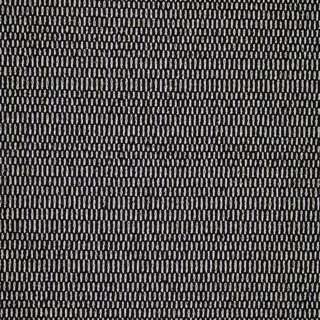 Close view of black woven fabric with tiny charcoal vertical marks and textured rows