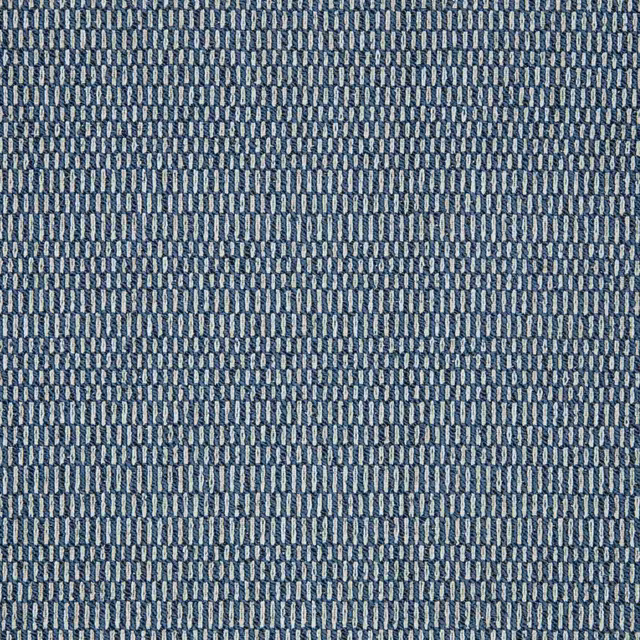 Close-up of muted ocean-blue textile with fine grey vertical woven marks