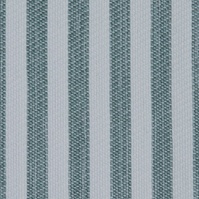 Pale blue-grey woven fabric with narrow teal vertical stripes and pebbled texture