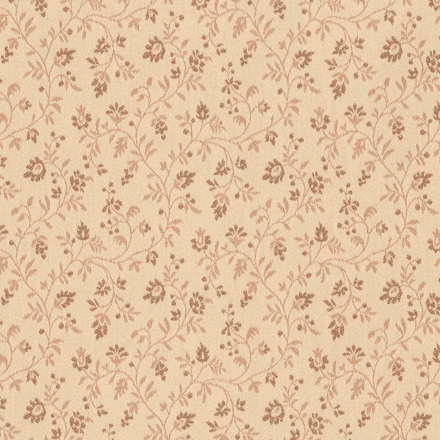Warm naturel beige ground with dense dusty-rose trailing vines and tiny flowers