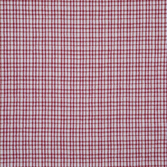 Muted Griotte wine-red and ivory miniature check with fine crosswoven texture