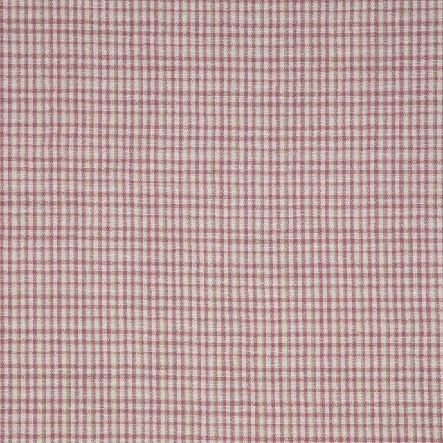 Pale petal-pink and ivory woven fabric with a fine, closely spaced check