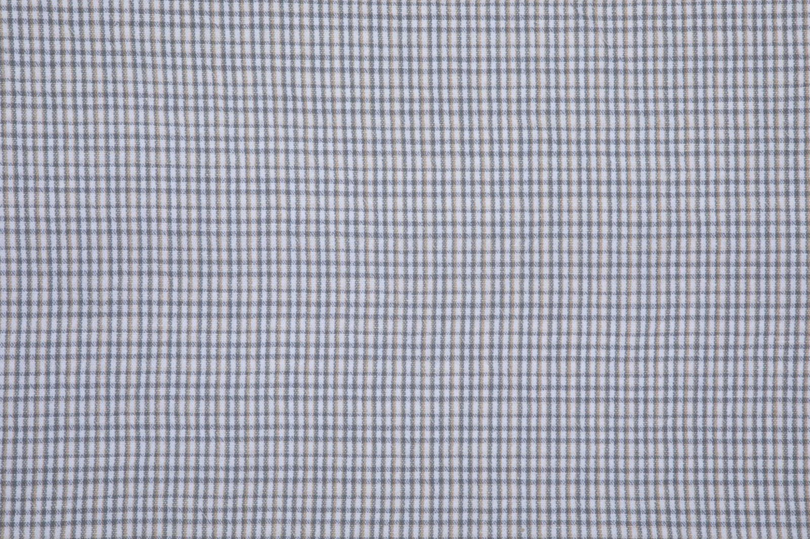 Close-up of pearl-grey woven checks with fine blue-grey lines and subtle texture