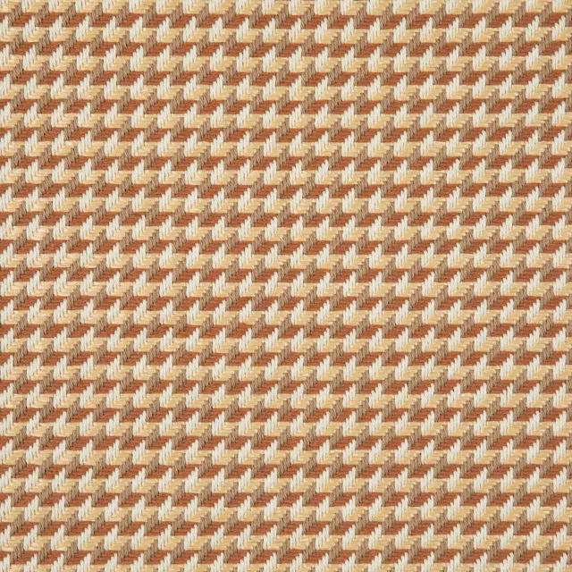 Close view of terracotta and cream woven micro-houndstooth texture