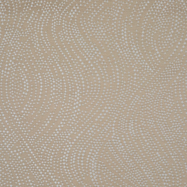 Warm beige woven ground with pale dotted waves and subtle texture