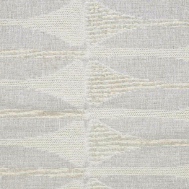 Pale ecru woven fabric with grey elongated lozenges in horizontal bands