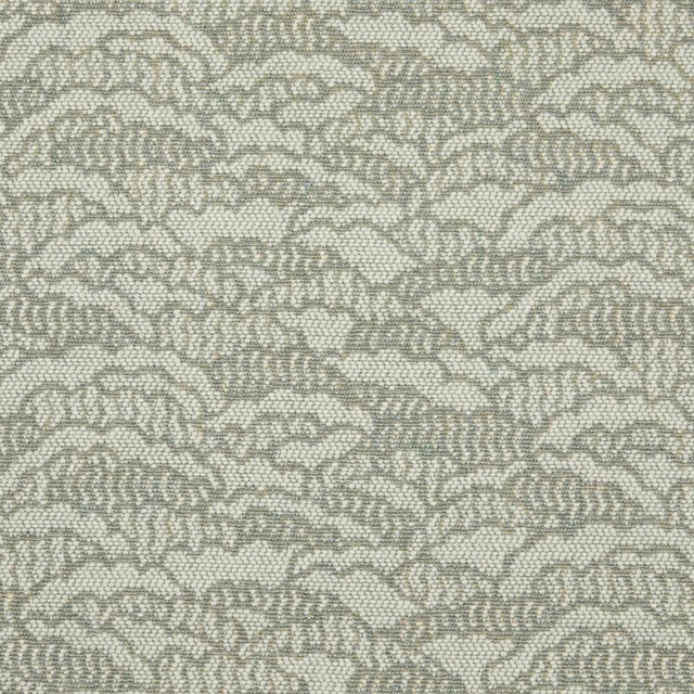 Pale celadon woven textile with a grey-green rippling organic motif