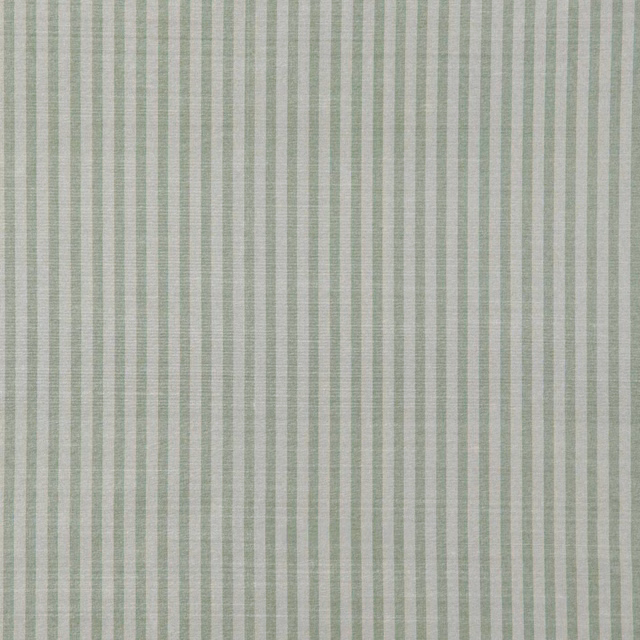 Soft sage and cream narrow vertical stripes with a lightly textured woven surface