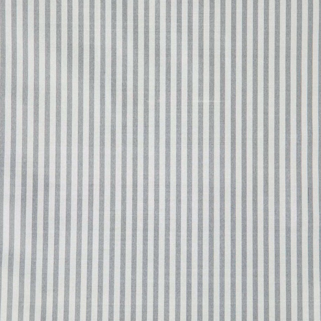 Pale grey and ivory vertical stripe fabric with a lightly textured surface