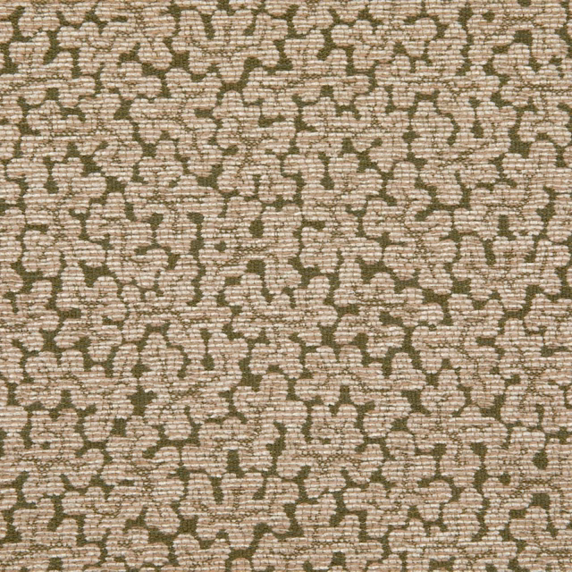 Muted khaki and beige woven textile with small, irregular coral-like motifs