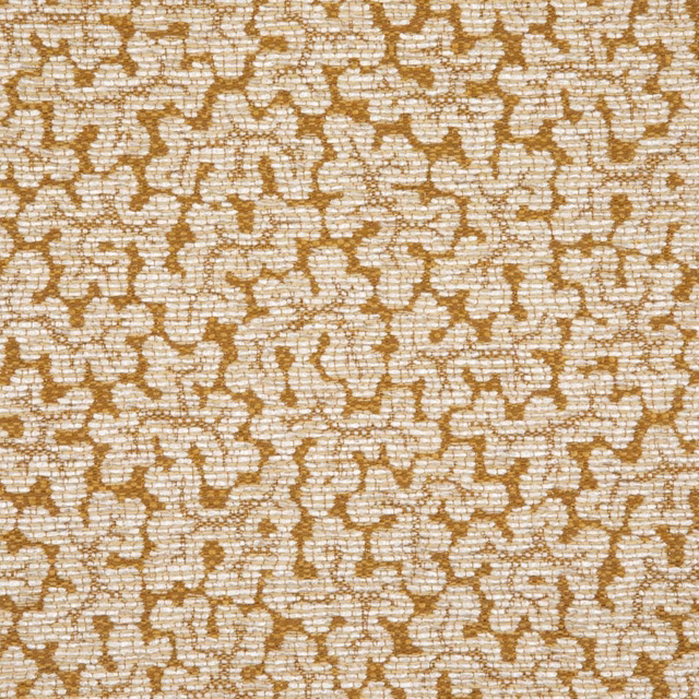 Warm ochre coral-like tracery woven across a cream textured textile