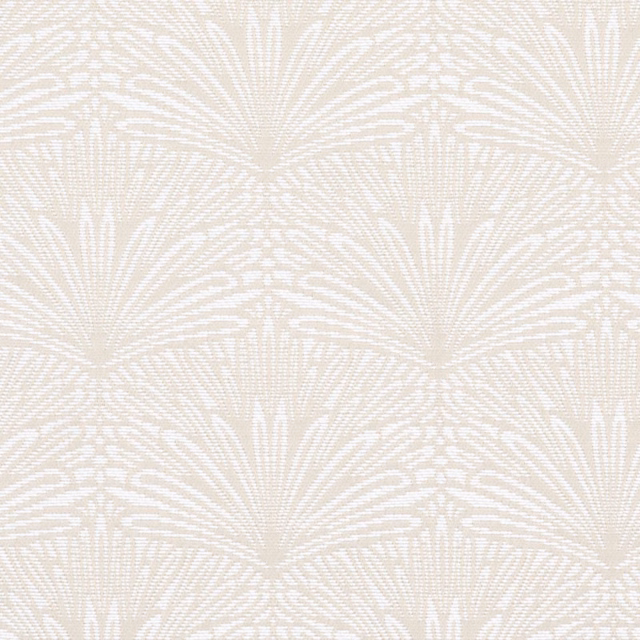 Warm natural cream fabric with ivory radiating fan motifs and a fine woven texture