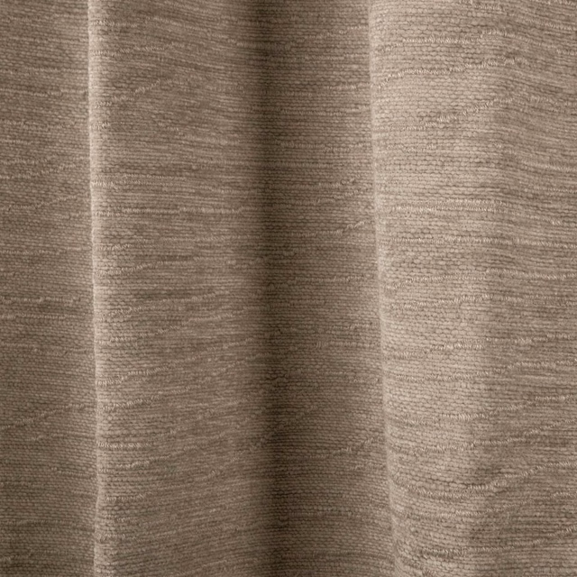 Warm taupe-grey textile with fine horizontal slubs and deep folded shadows