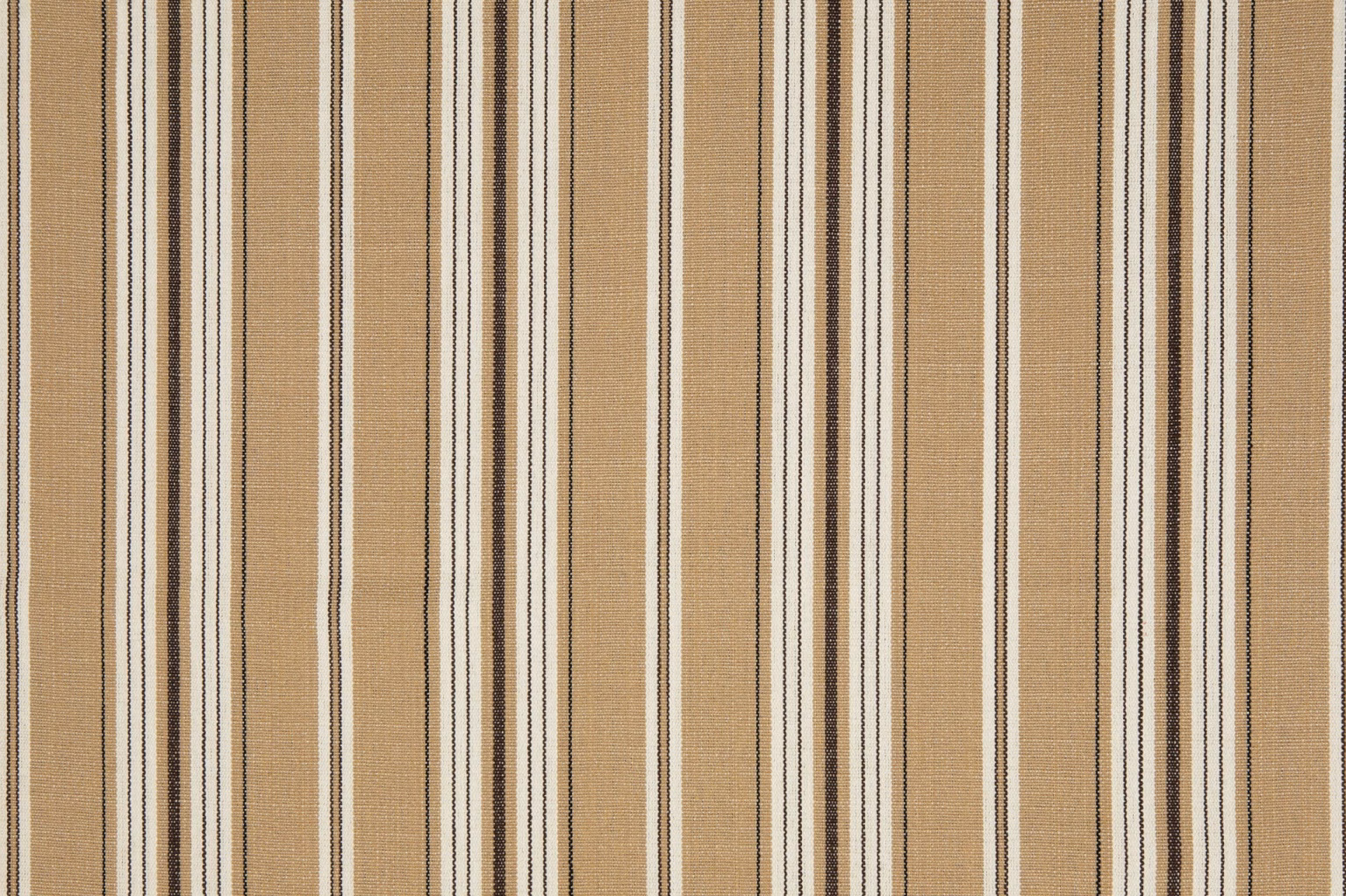 Warm taupe-beige woven stripe with cream and dark brown vertical lines