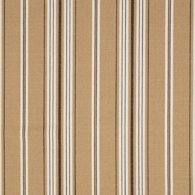 Warm taupe-beige woven stripe with cream and dark brown vertical lines