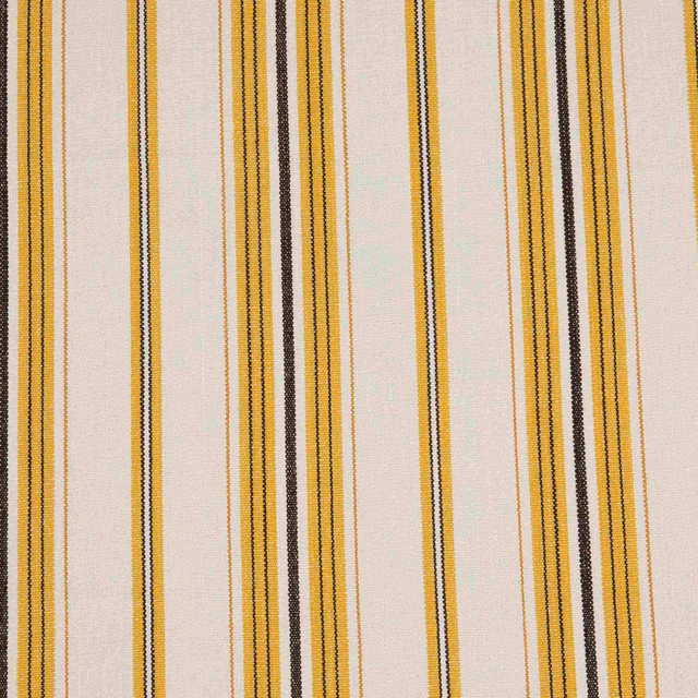 Ivory textile with mustard and charcoal vertical stripes and fine woven texture