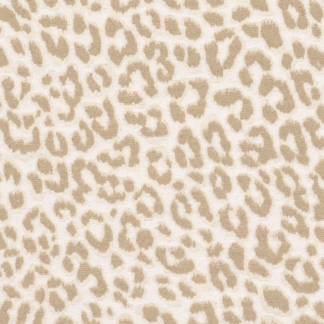 Warm beige leopard spots across a softly textured ivory woven ground