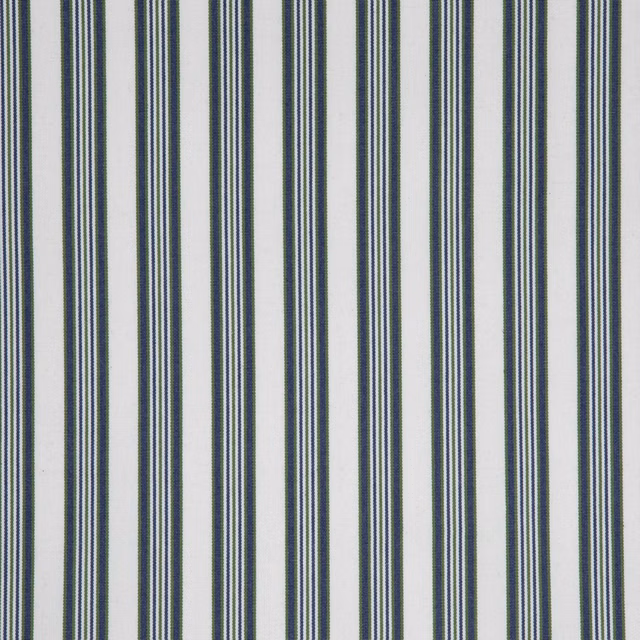Ivory textile with closely spaced olive-green vertical stripes and a fine woven texture