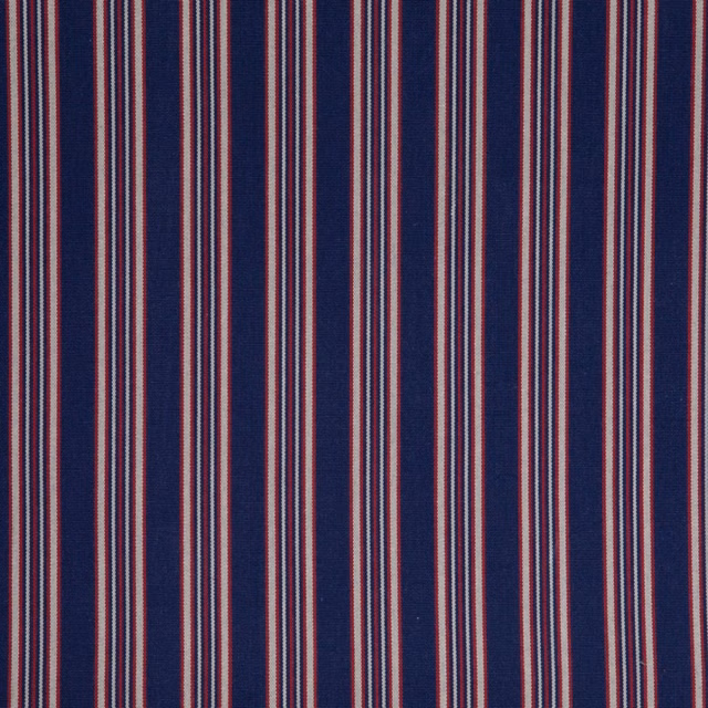 Deep ink-blue striped fabric with fine burgundy and pale vertical lines