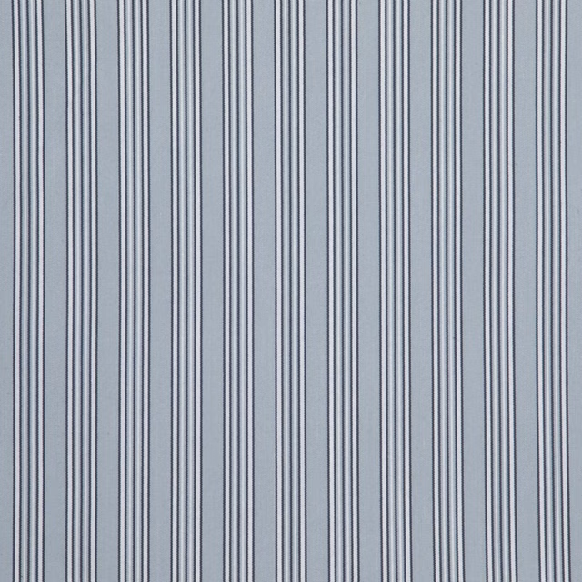 Cool pearl-grey fabric with closely spaced charcoal vertical pinstripes