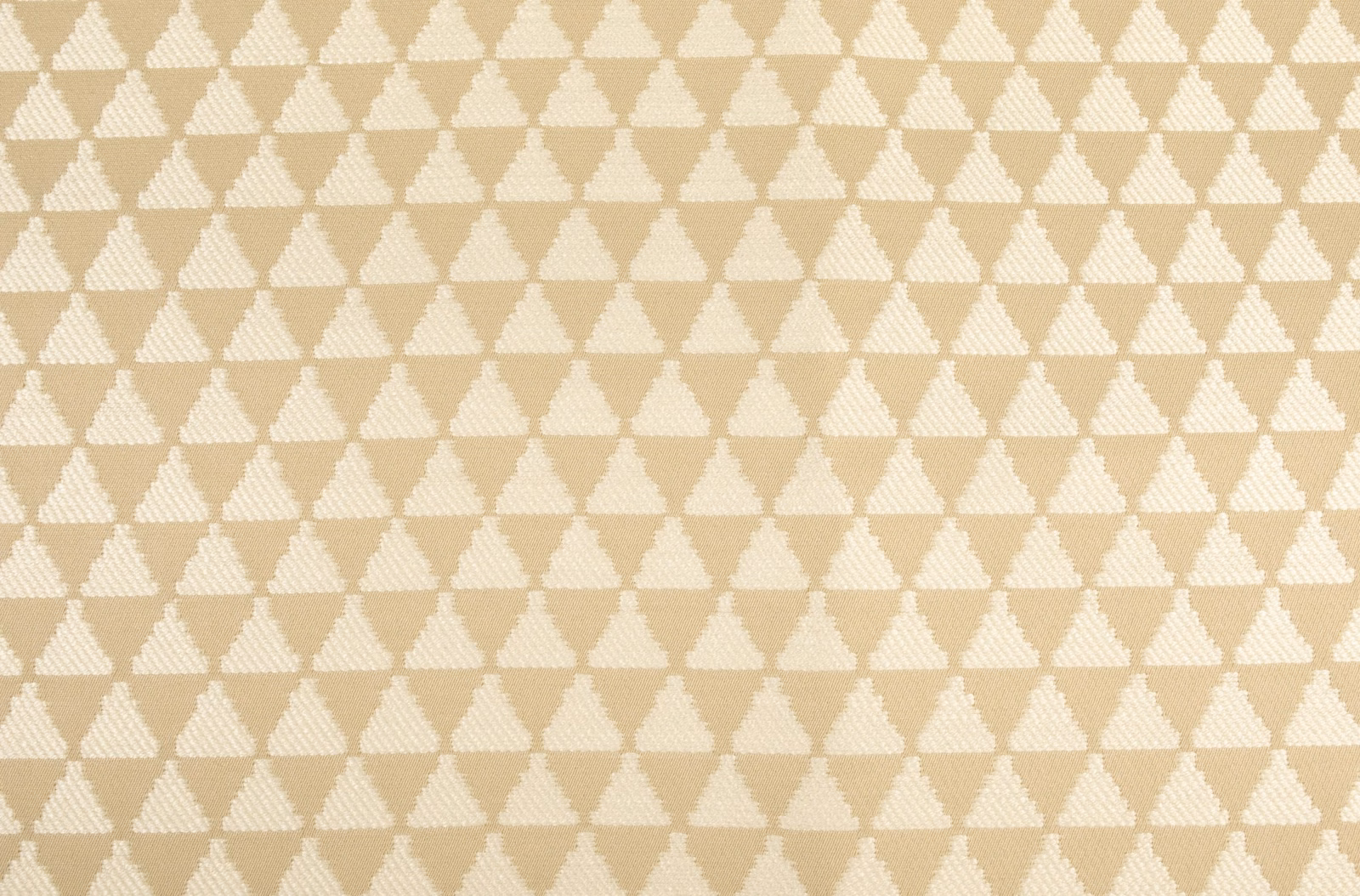 Warm beige woven swatch with staggered rows of small ivory triangular motifs