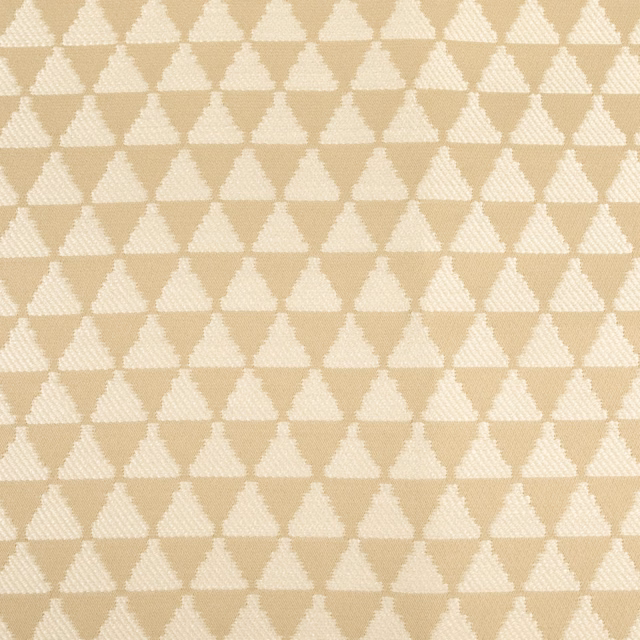 Warm beige woven swatch with staggered rows of small ivory triangular motifs