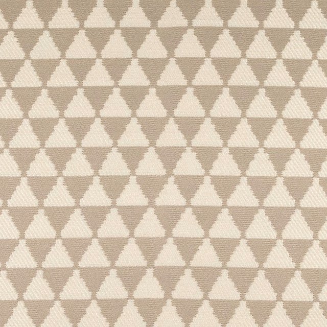 Warm beige woven fabric with small ivory diamond and hourglass motifs