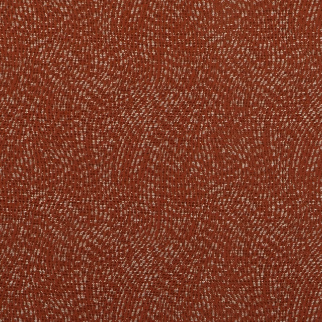 Close-up of deep terracotta fabric with pale flecked vertical woven texture