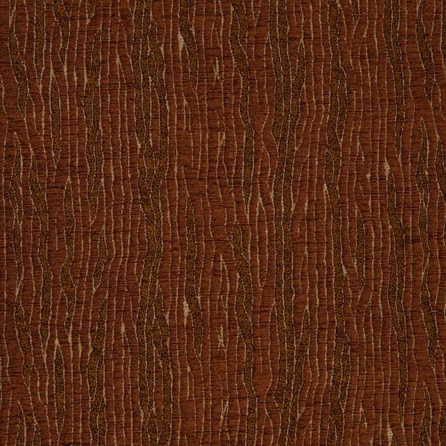 Deep copper-brown textile with fine irregular vertical ribs and a dry woven texture