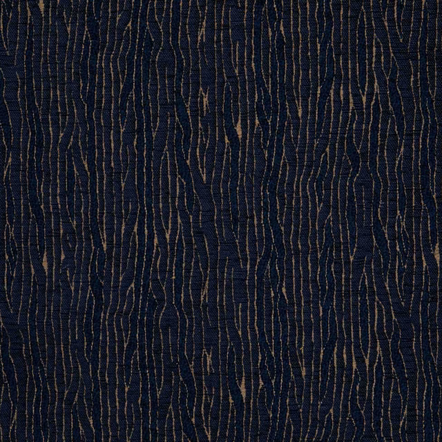 Midnight-blue woven ground with irregular ochre vertical lines and subtle texture