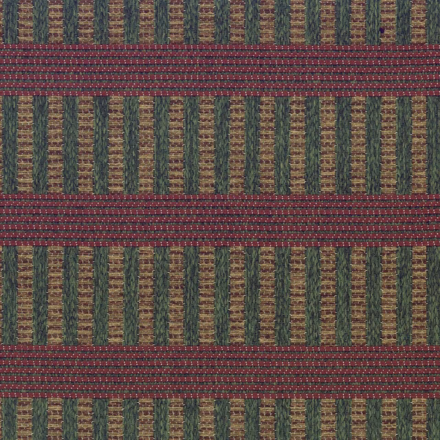 Kaki olive and brown vertical weave with repeated deep burgundy bands
