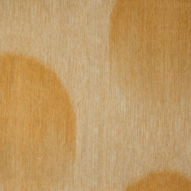 Warm ochre textile with oversized rounded forms and fine vertical striations