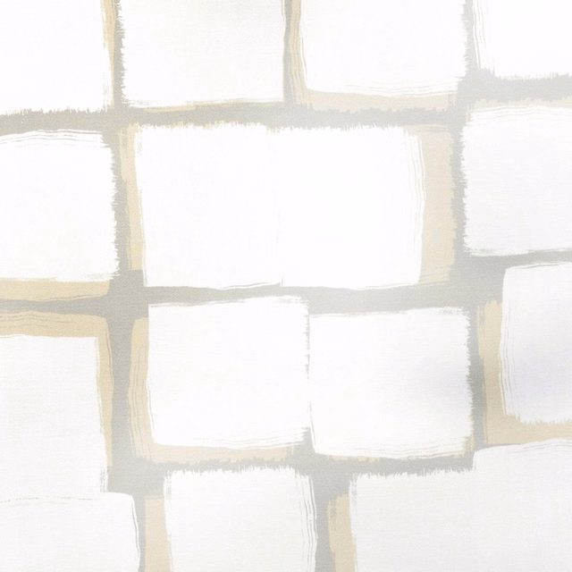 Pale cream and greige textile with irregular brushed rectangular grid blocks