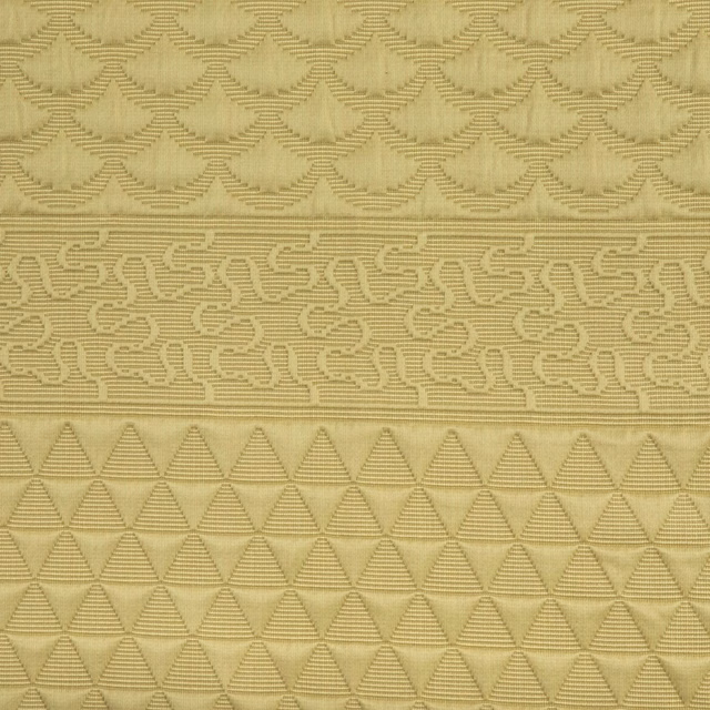 Limoncello yellow-green woven fabric with three horizontal geometric pattern bands