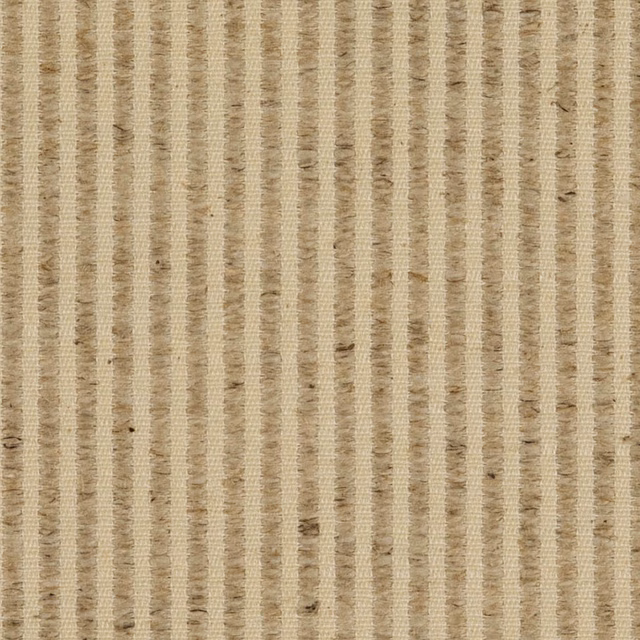 Sandy beige woven textile with irregular narrow vertical stripes and slubby flecks