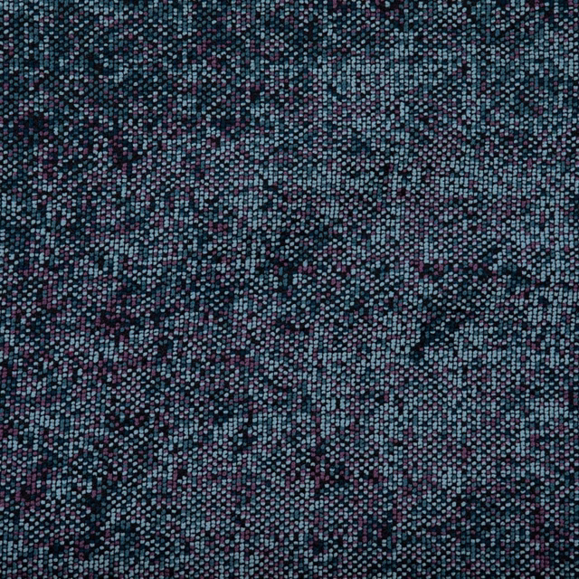 Close view of Acqua’s teal, charcoal and plum flecked woven texture