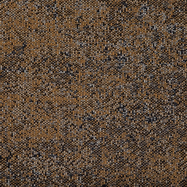 Close-up of camel woven fabric with charcoal flecks and pale cream texture