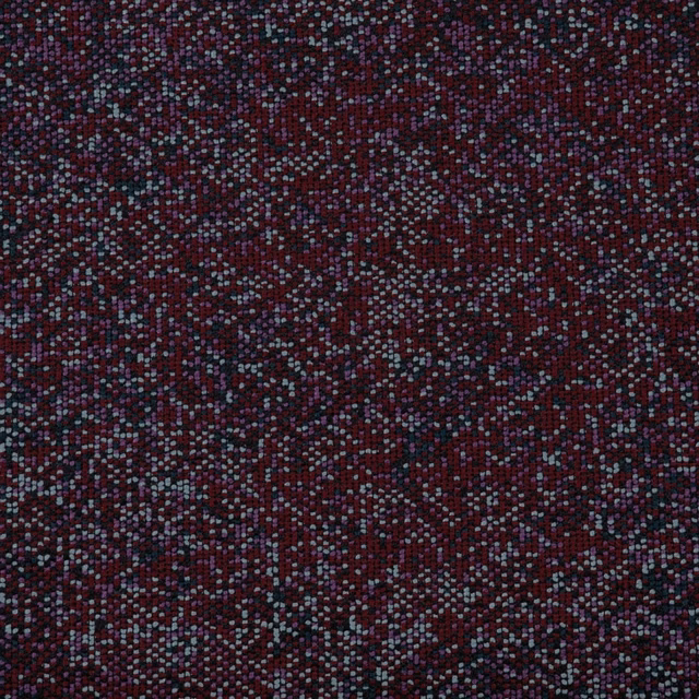 Deep prune woven textile with blue-grey flecks and granular texture