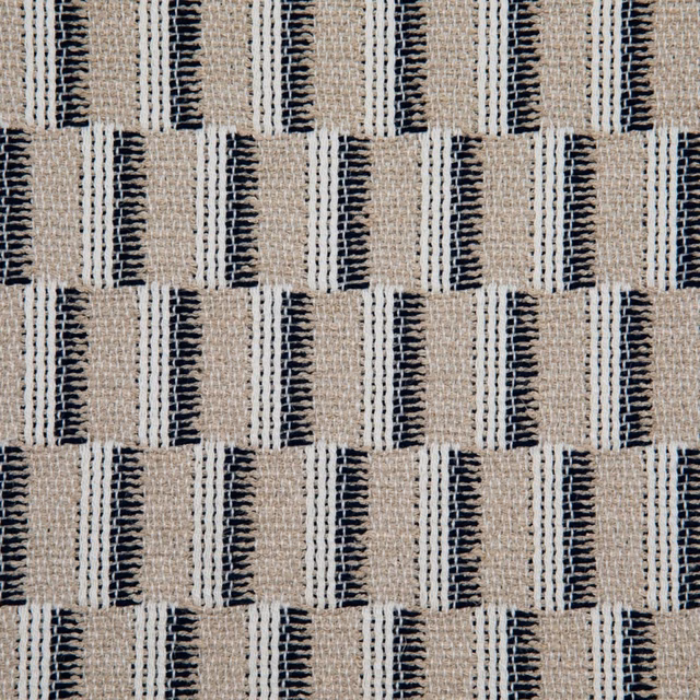 Oatmeal and cream woven ground with staggered charcoal vertical marks