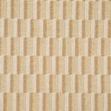 Warm oatmeal woven fabric with cream and tan stepped geometric stripes