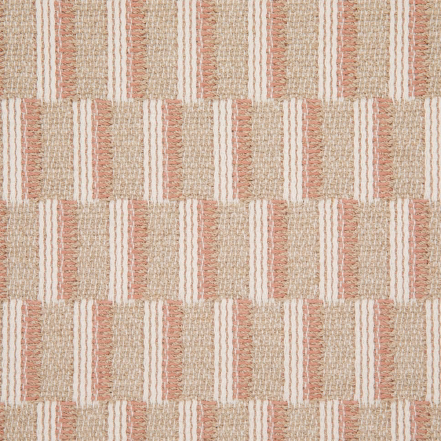 Muted rose and sand woven stripes in alternating textured rectangular bands
