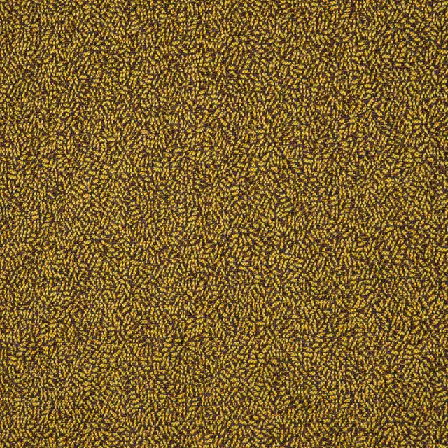 Close-up of muted mustard textile with dense dark flecked woven texture