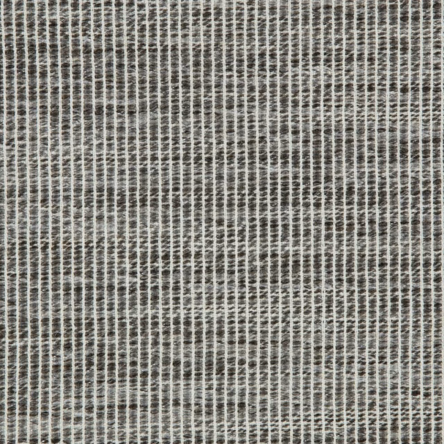 Charcoal grey woven textile with fine ivory vertical lines and tactile slub texture