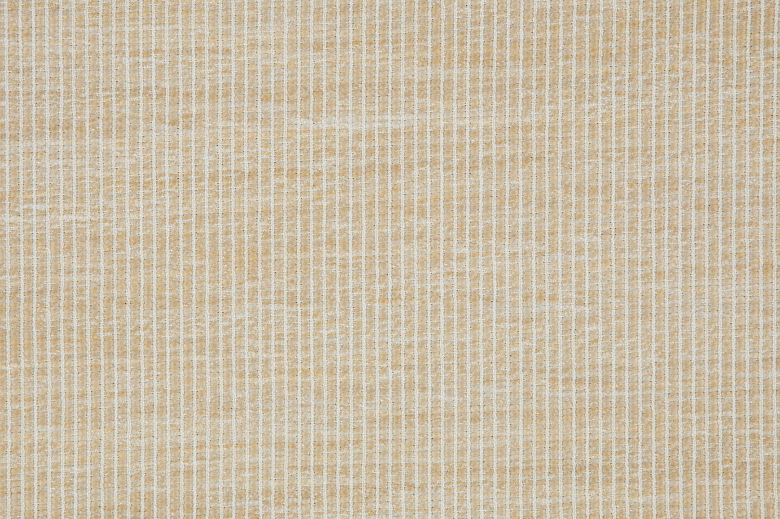 Warm straw-beige woven textile with fine white vertical striations and crossweave texture