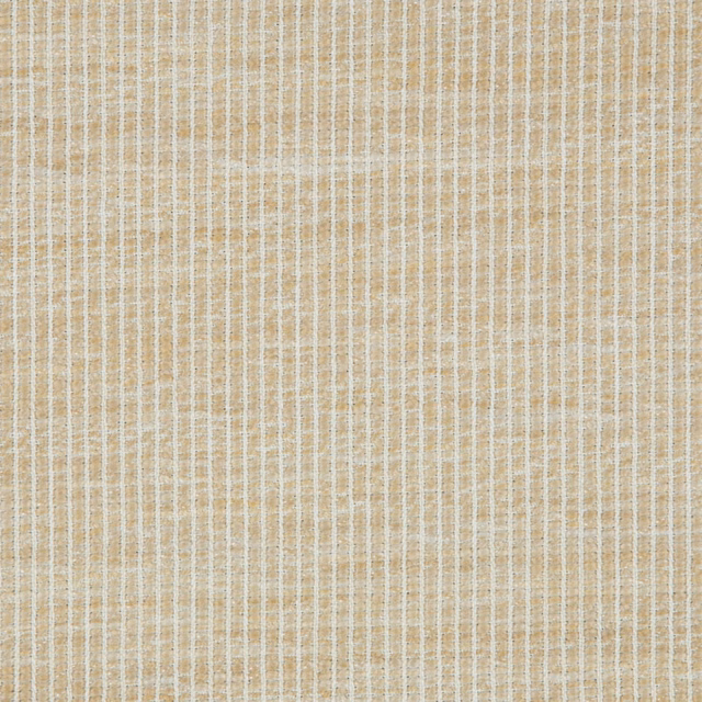 Warm straw-beige woven textile with fine white vertical striations and crossweave texture