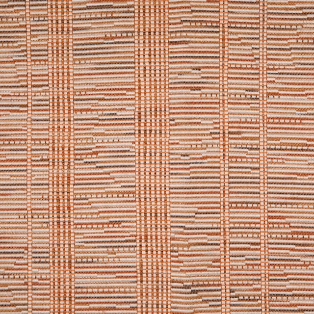Warm terracotta and cream woven bands with broken horizontal dash motifs