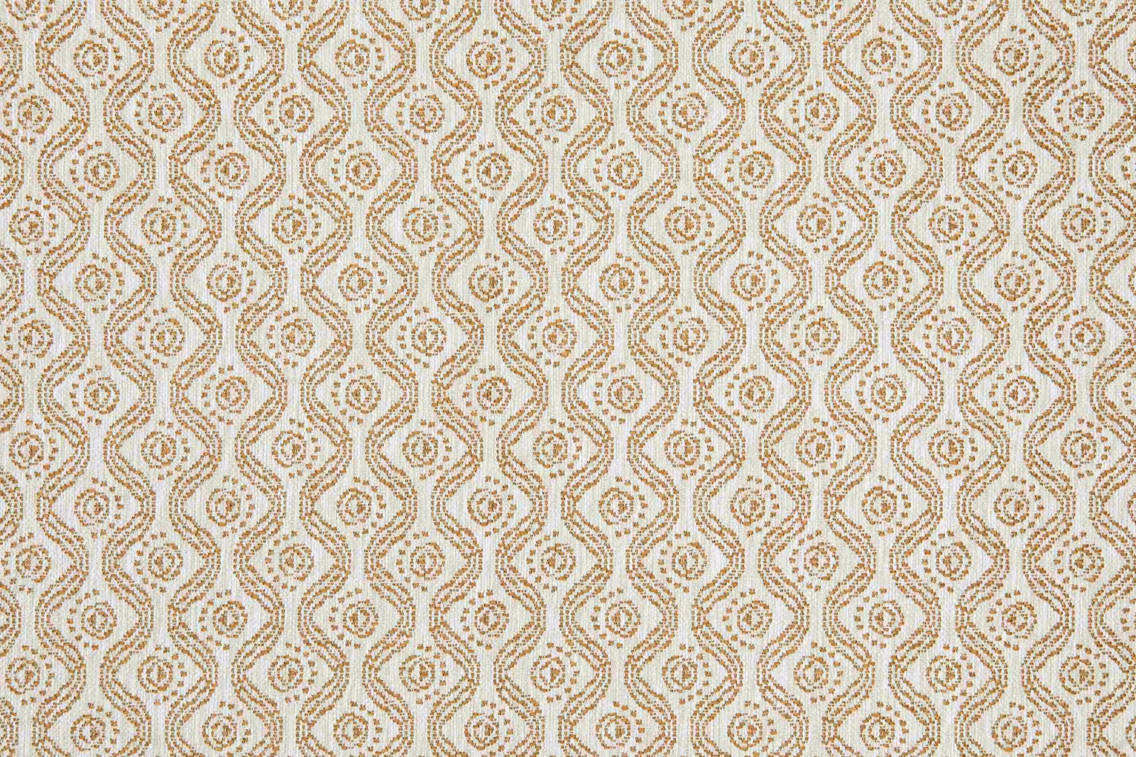 Warm bronze linked-oval lattice woven across a softly ivory textile ground