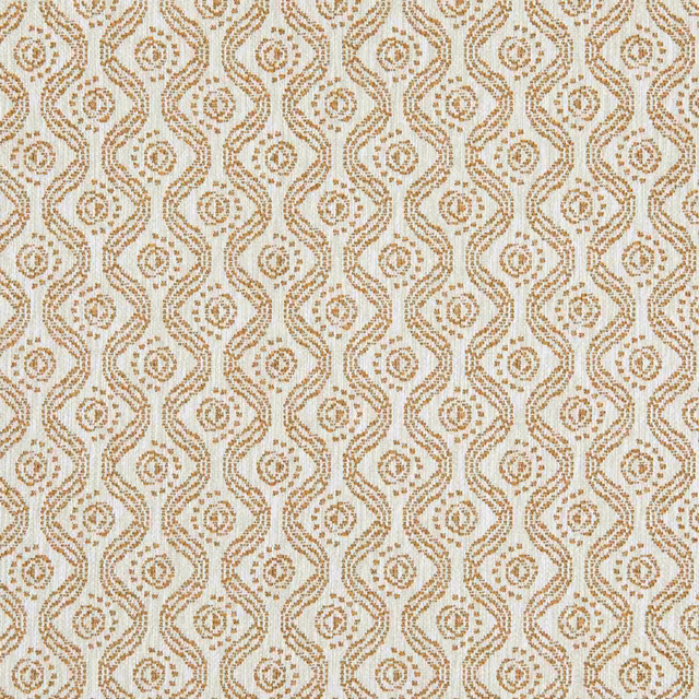 Warm bronze linked-oval lattice woven across a softly ivory textile ground